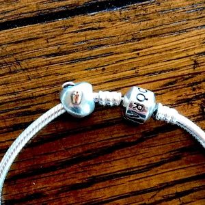 PANDORA Apple with Gold Worm Charm